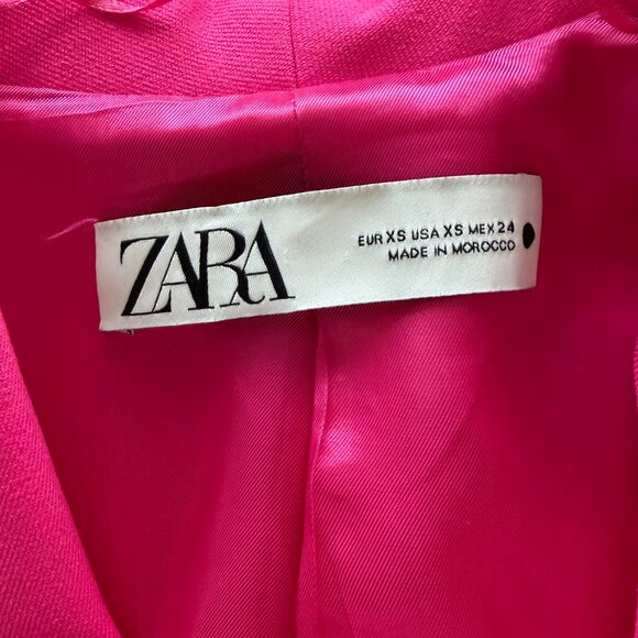 ZARA Straight Cut Feather Blazer Hot Pink size XSMALL - Picture 7 of 8